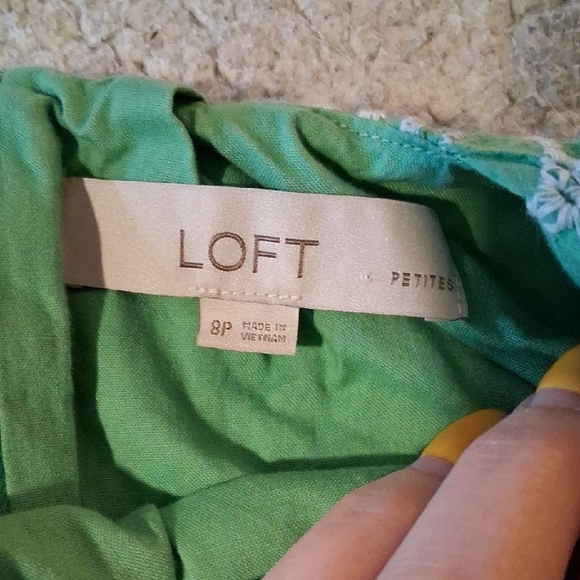 LOFT Green and White Lace Summer Vacation Midi Dress 8p - Picture 2 of 6